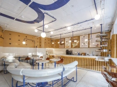 Cream Wood Coffee Bar Seating Layout