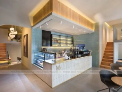 Curved Glass Beverage Cafe Exterior Facade