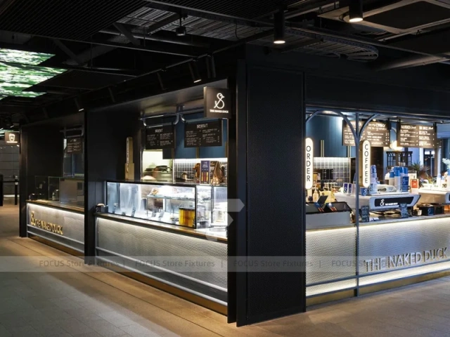 Curved Glass Coffee Shop Window Seating Area