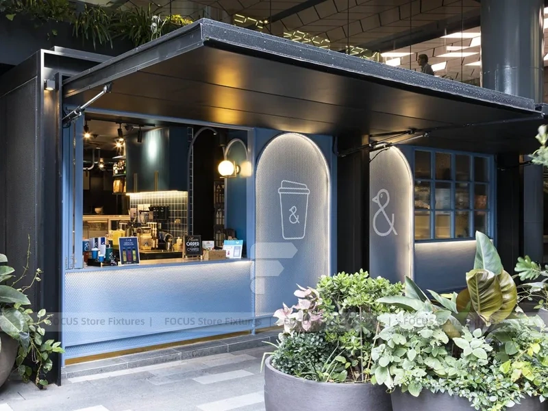 Curved Glass Coffee Shop Window Seating Area