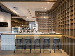 Curved White Bakery Coffee Counter Layout