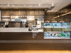 Curved White Bakery Coffee Counter Layout