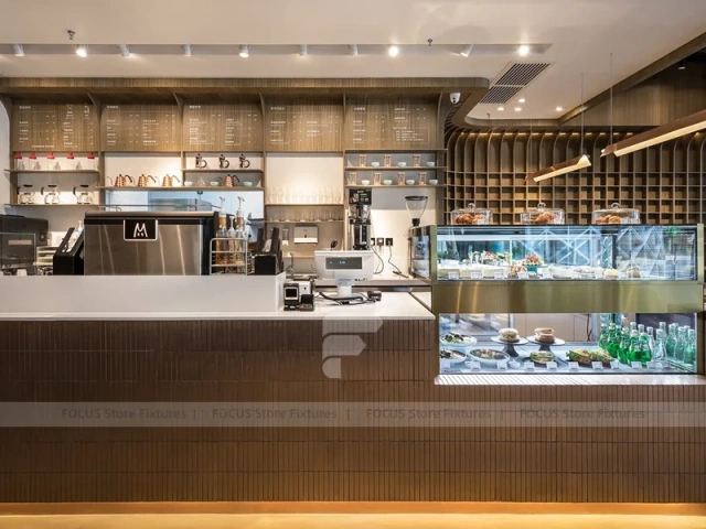 Curved White Bakery Coffee Counter Layout