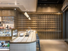 Curved White Bakery Coffee Counter Layout