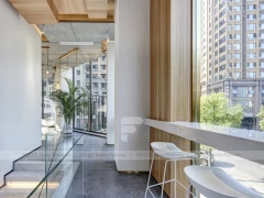 Curved White Coffee Bar Counter Layout