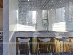 Curved White Coffee Bar Counter Layout