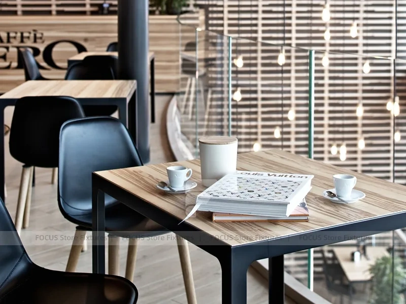 Curved Wood Coffee Shop Seating Wall