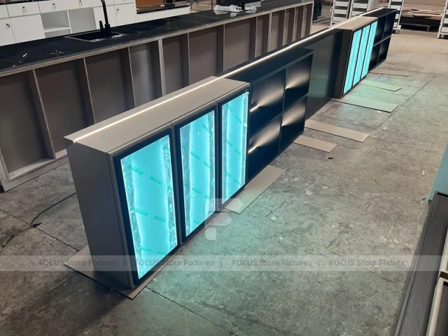 Dark Beverage Back Bar Refrigerator Counter