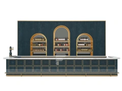 Dark Blue Beverage Back Bar Cabinet