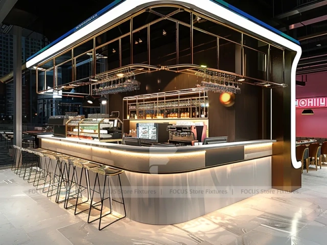 Dark Glass Coffee Island Bar Layout