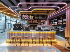 Dark Glass Coffee Island Bar Layout
