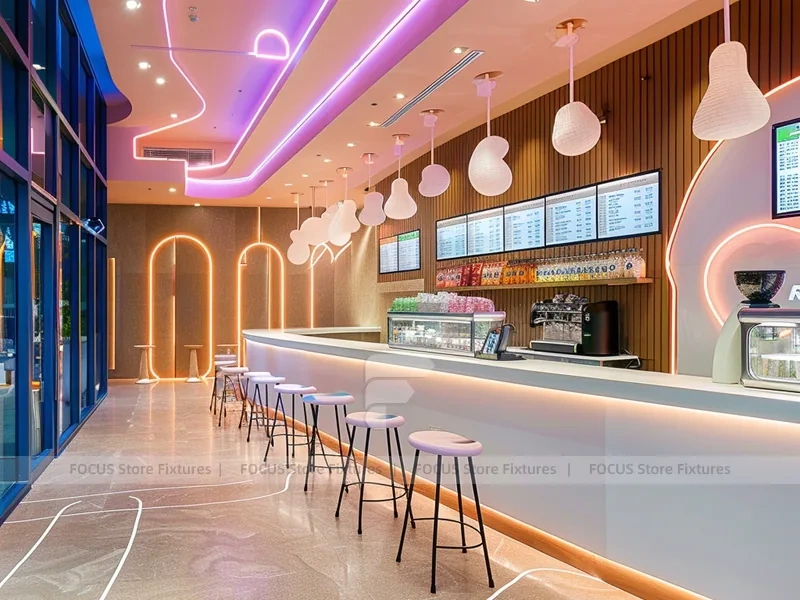 Dark Glass Coffee Island Bar Layout