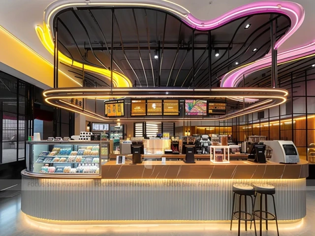 Dark Glass Coffee Island Bar Layout