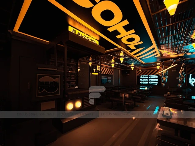 Dark Industrial Beverage Night Bar Layout
