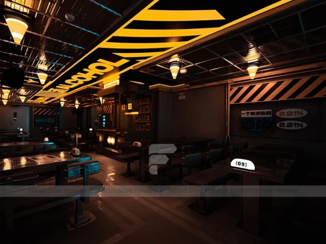 Dark Industrial Beverage Night Bar Layout