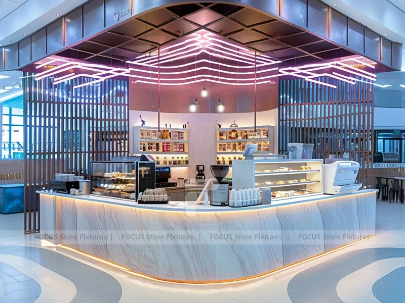 Dark Industrial Coffee Bar Counter Layout