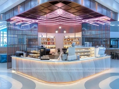 Dark Industrial Coffee Bar Counter Layout