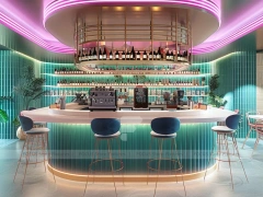 Dark Industrial Coffee Bar Counter Layout