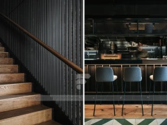 Dark Industrial Coffee Bar Counter Layout