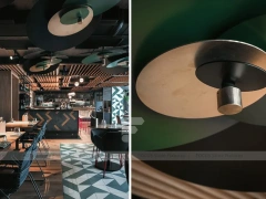 Dark Industrial Coffee Bar Counter Layout