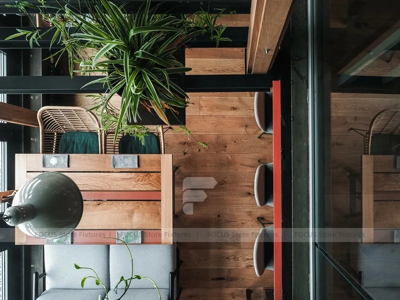 Dark Industrial Coffee Bar Counter Layout