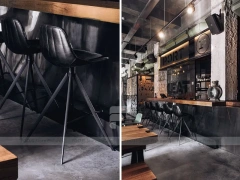 Dark Industrial Coffee Bar Counter Layout