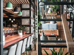 Dark Industrial Coffee Bar Counter Layout