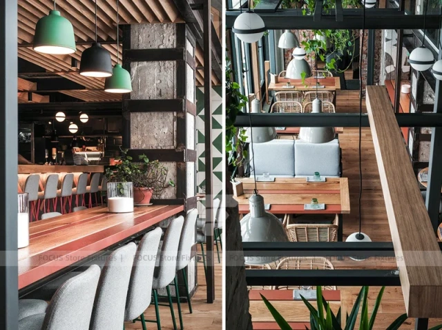 Dark Industrial Coffee Bar Counter Layout