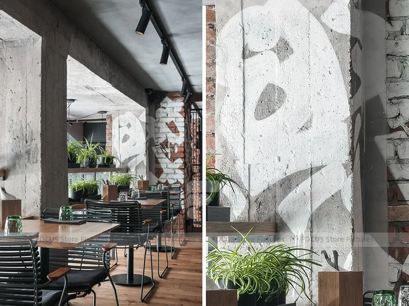 Dark Industrial Coffee Bar Counter Layout