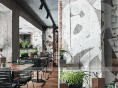 Dark Industrial Coffee Bar Counter Layout