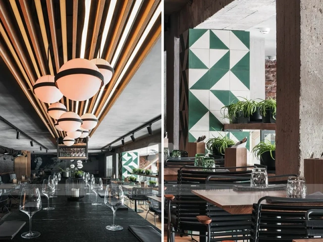 Dark Industrial Coffee Bar Counter Layout