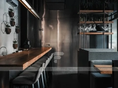 Dark Industrial Coffee Bar Counter Layout