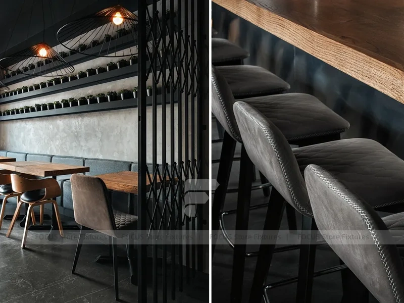 Dark Industrial Coffee Bar Counter Layout
