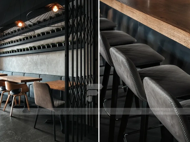 Dark Industrial Coffee Bar Counter Layout