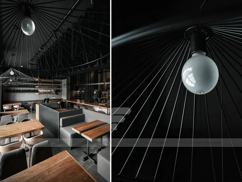 Dark Industrial Coffee Bar Counter Layout