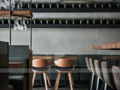 Dark Industrial Coffee Bar Counter Layout