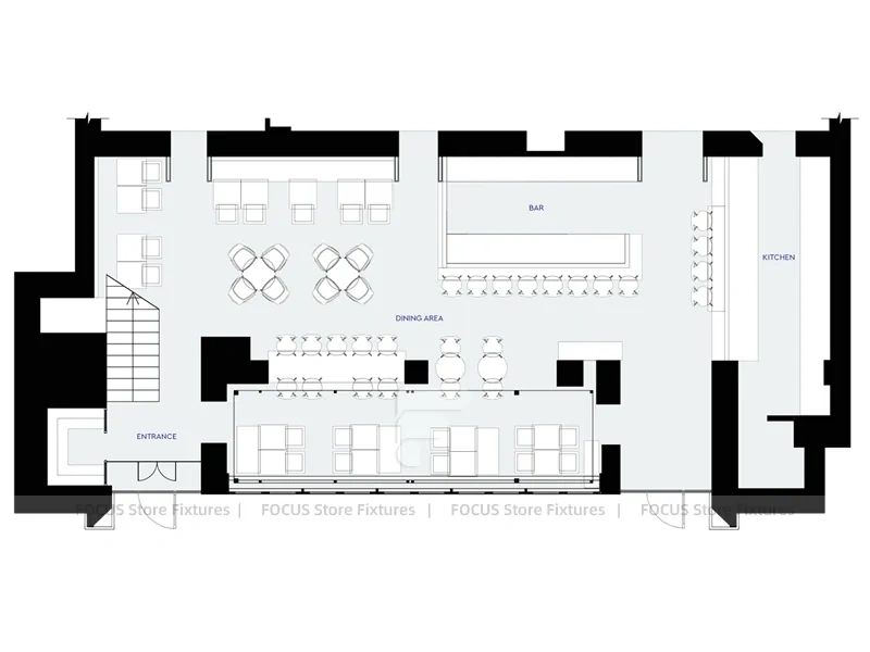 Dark Industrial Coffee Bar Counter Layout