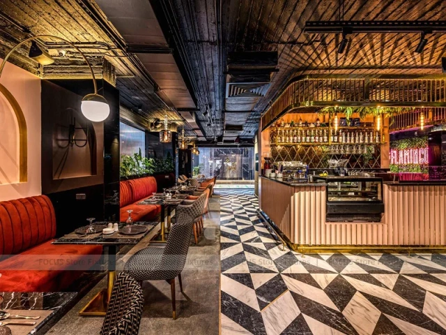 Dark Lounge Coffee Shop Seating Area