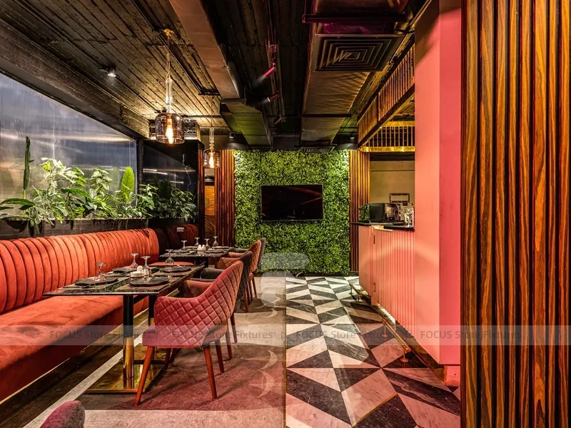 Dark Lounge Coffee Shop Seating Area