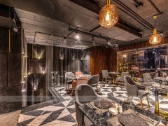 Dark Lounge Coffee Shop Seating Area