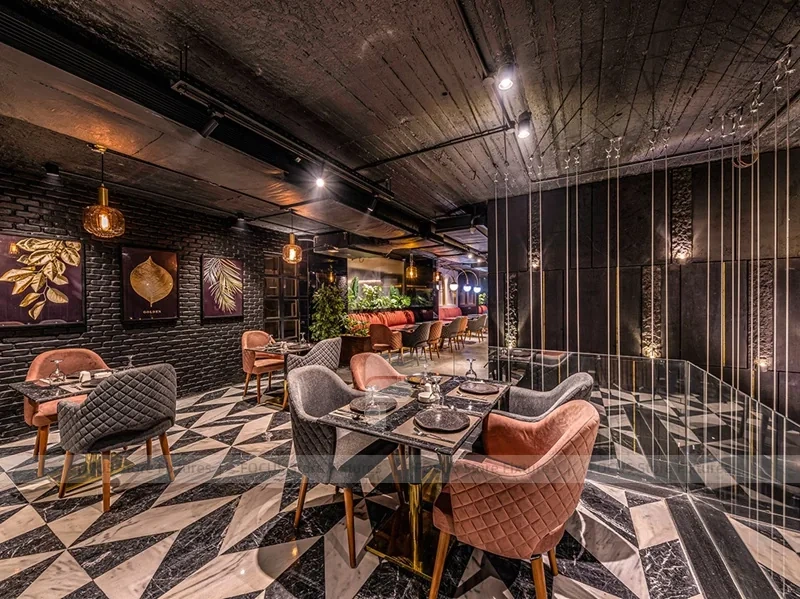 Dark Lounge Coffee Shop Seating Area