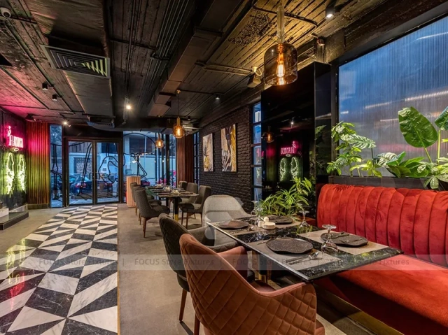 Dark Lounge Coffee Shop Seating Area