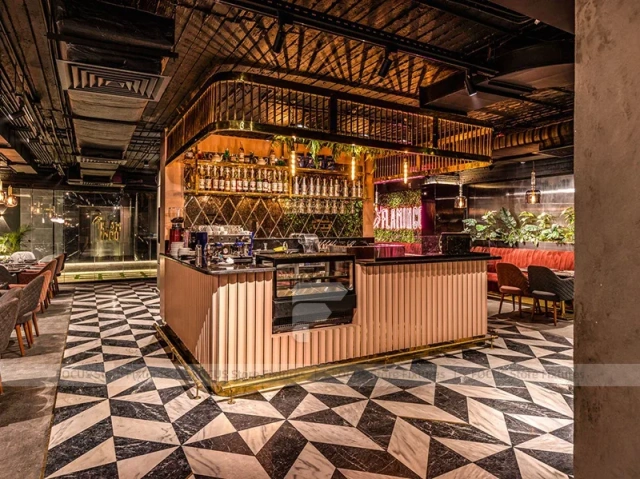 Dark Lounge Coffee Shop Seating Area