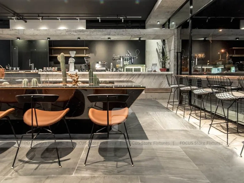 Dark Modern Beverage Cafe Seating Layout