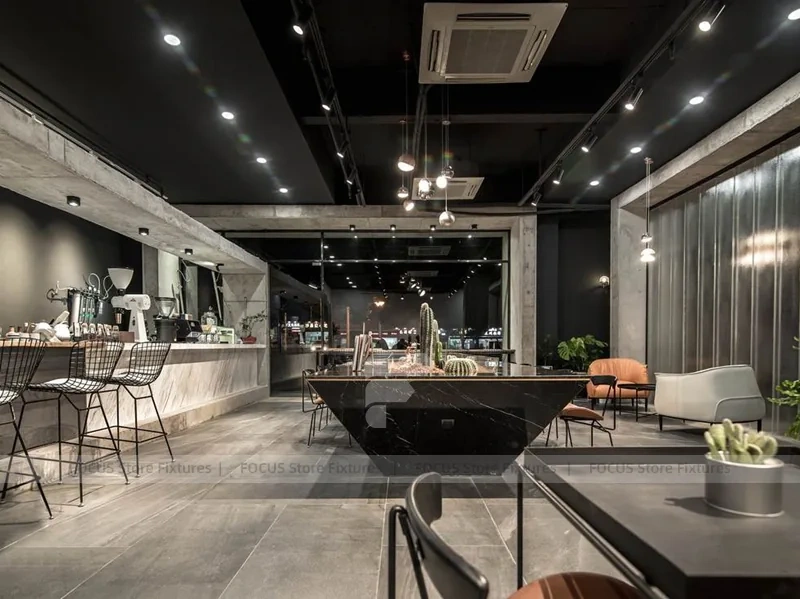 Dark Modern Beverage Cafe Seating Layout