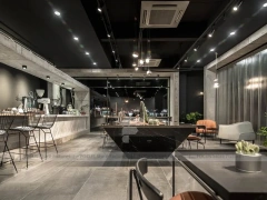 Dark Modern Beverage Cafe Seating Layout