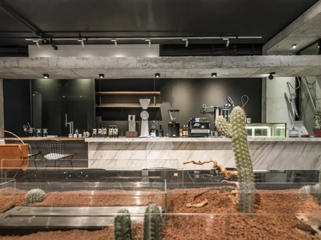 Dark Modern Beverage Cafe Seating Layout