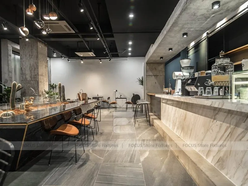 Dark Modern Beverage Cafe Seating Layout