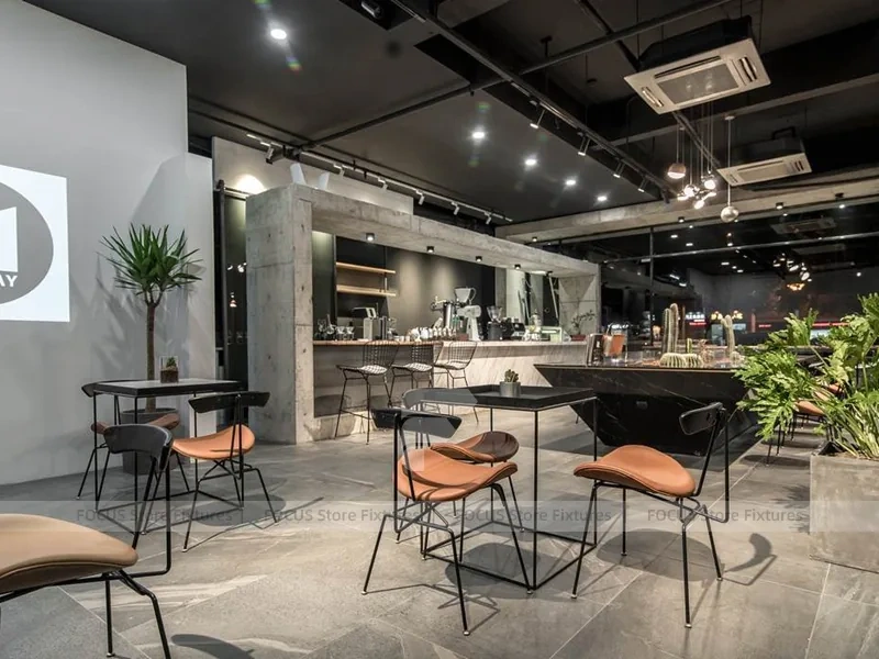 Dark Modern Beverage Cafe Seating Layout
