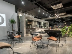 Dark Modern Beverage Cafe Seating Layout